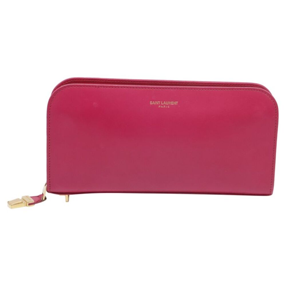 Saint Laurent Zip Long Wallet in Pink Leather
